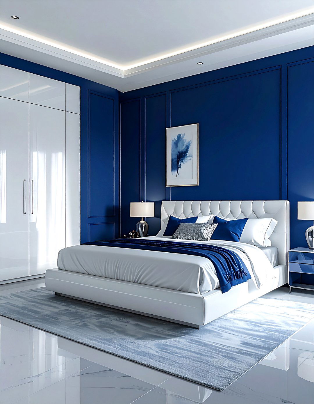 Matte blue wall - 30 modern blue bedroom ideas