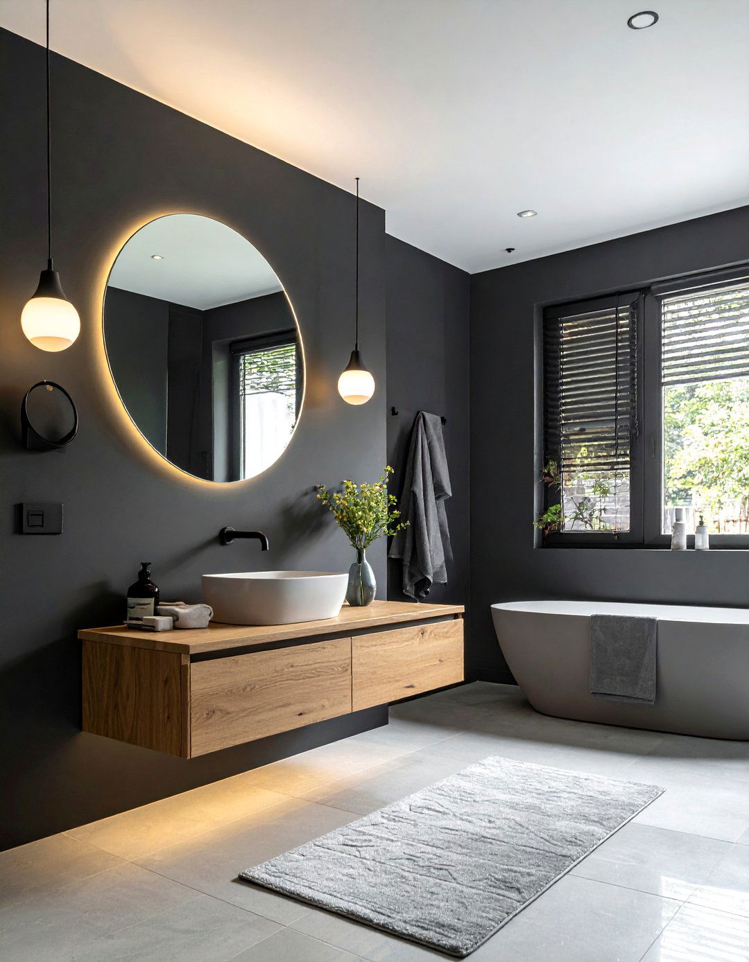 Matte charcoal bathroom paint - 30 charcoal bathroom ideas
