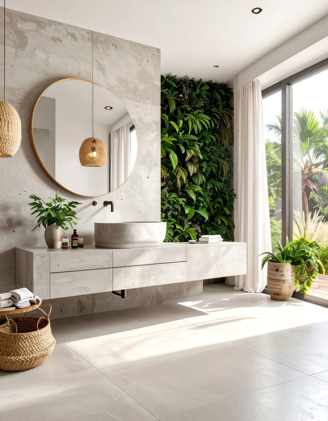 Matte concrete vanity - 30 concrete countertop bathroom ideas