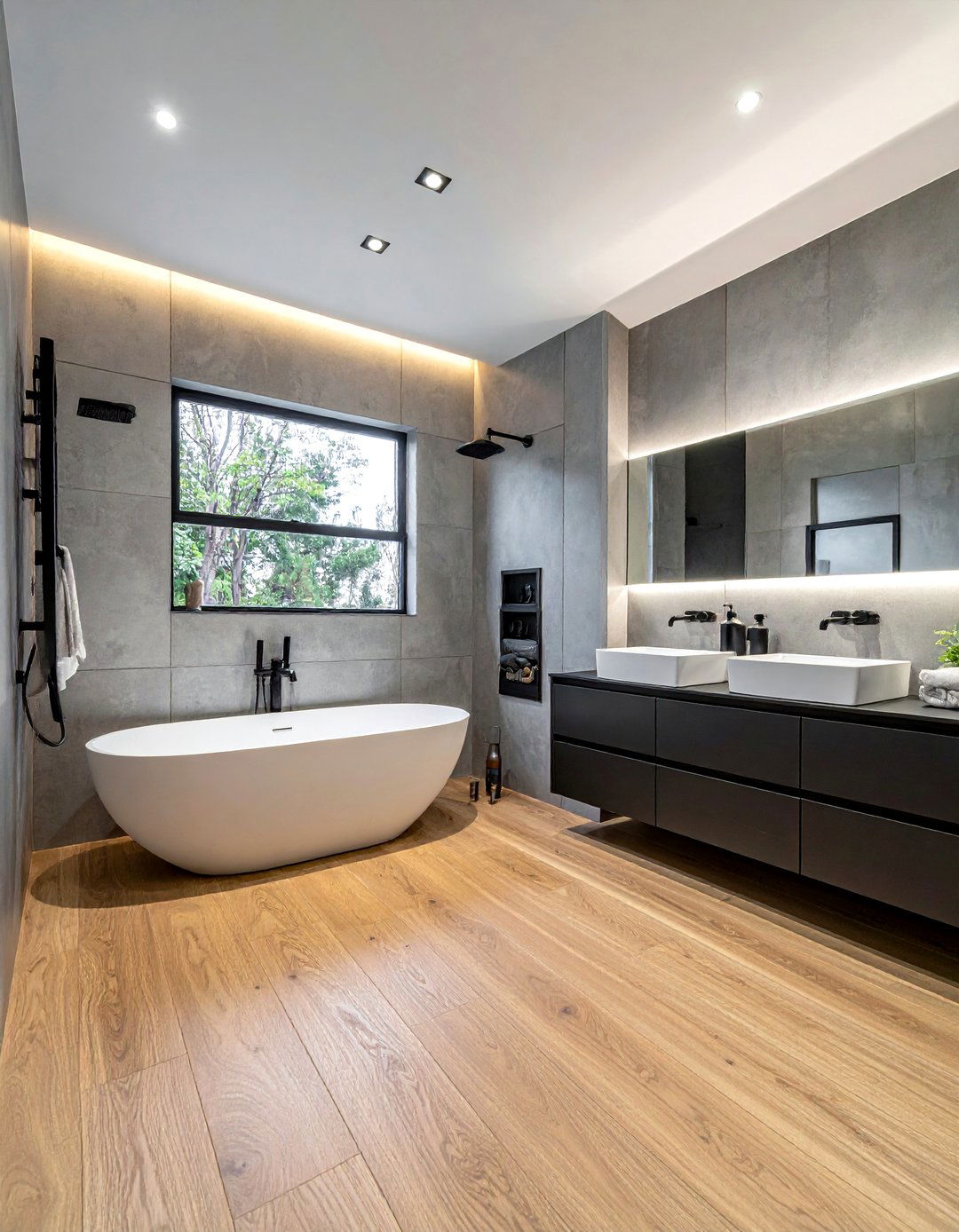 Matte finish wood - 30 bathroom wood floor ideas
