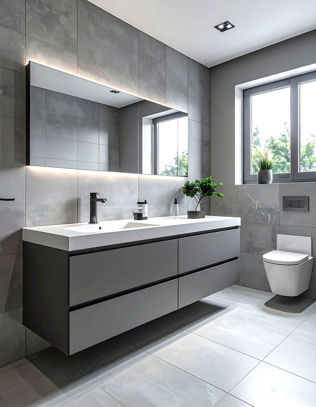 Matte gray bathroom fixtures - 30 gray bathroom decor ideas