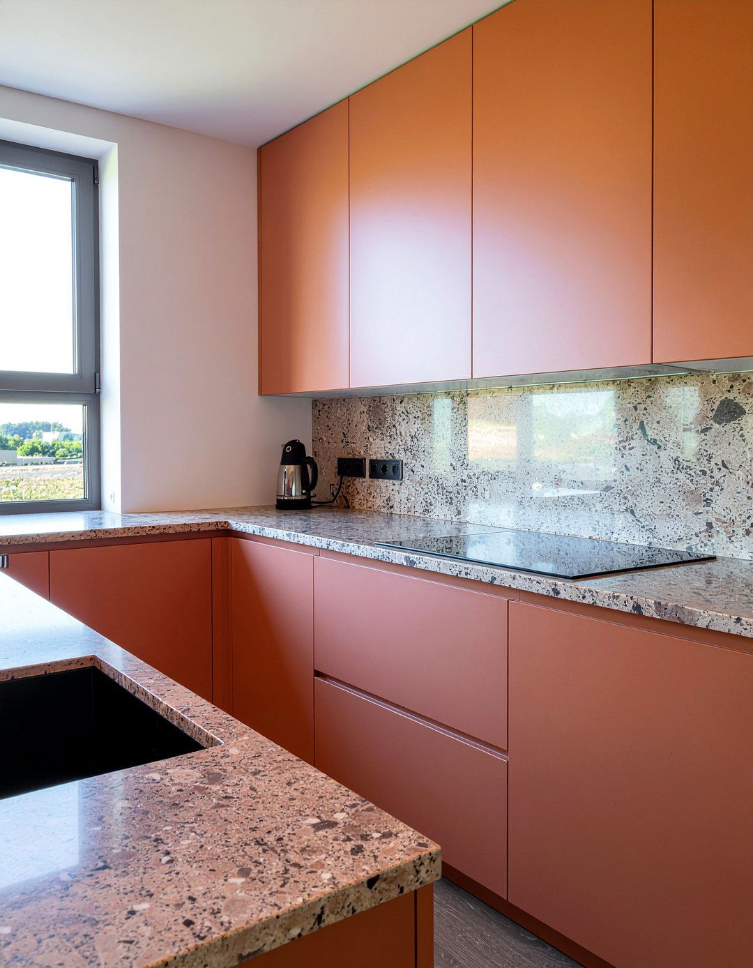 Matte orange kitchen finish - 30 orange kitchen ideas