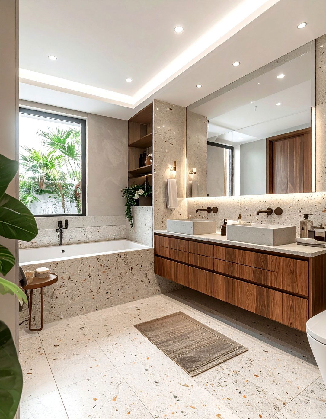 Matte terrazzo tile - 30 terrazzo tile bathroom ideas