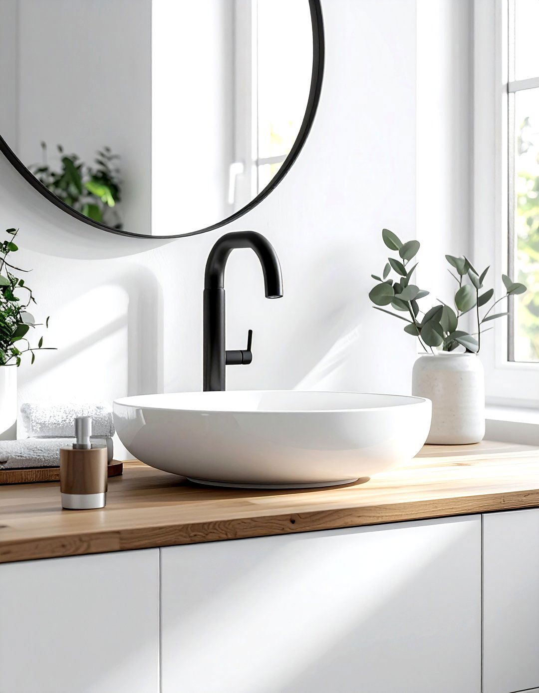 Matte white sink - 30 Nordic bathroom ideas