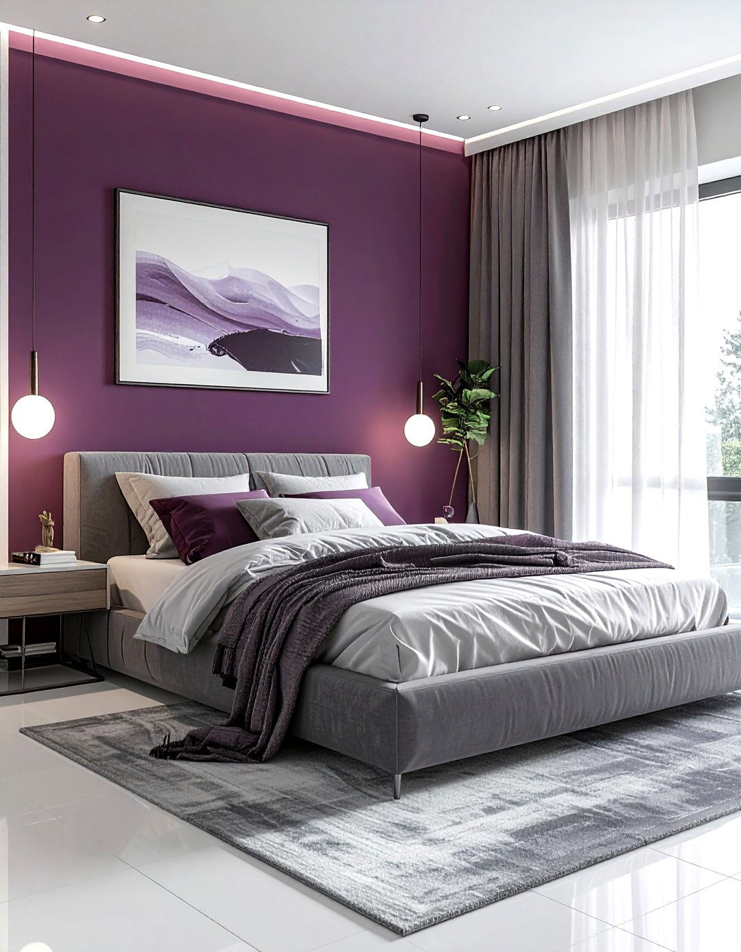 Mauve Accent Wall - 30 mauve bedroom ideas