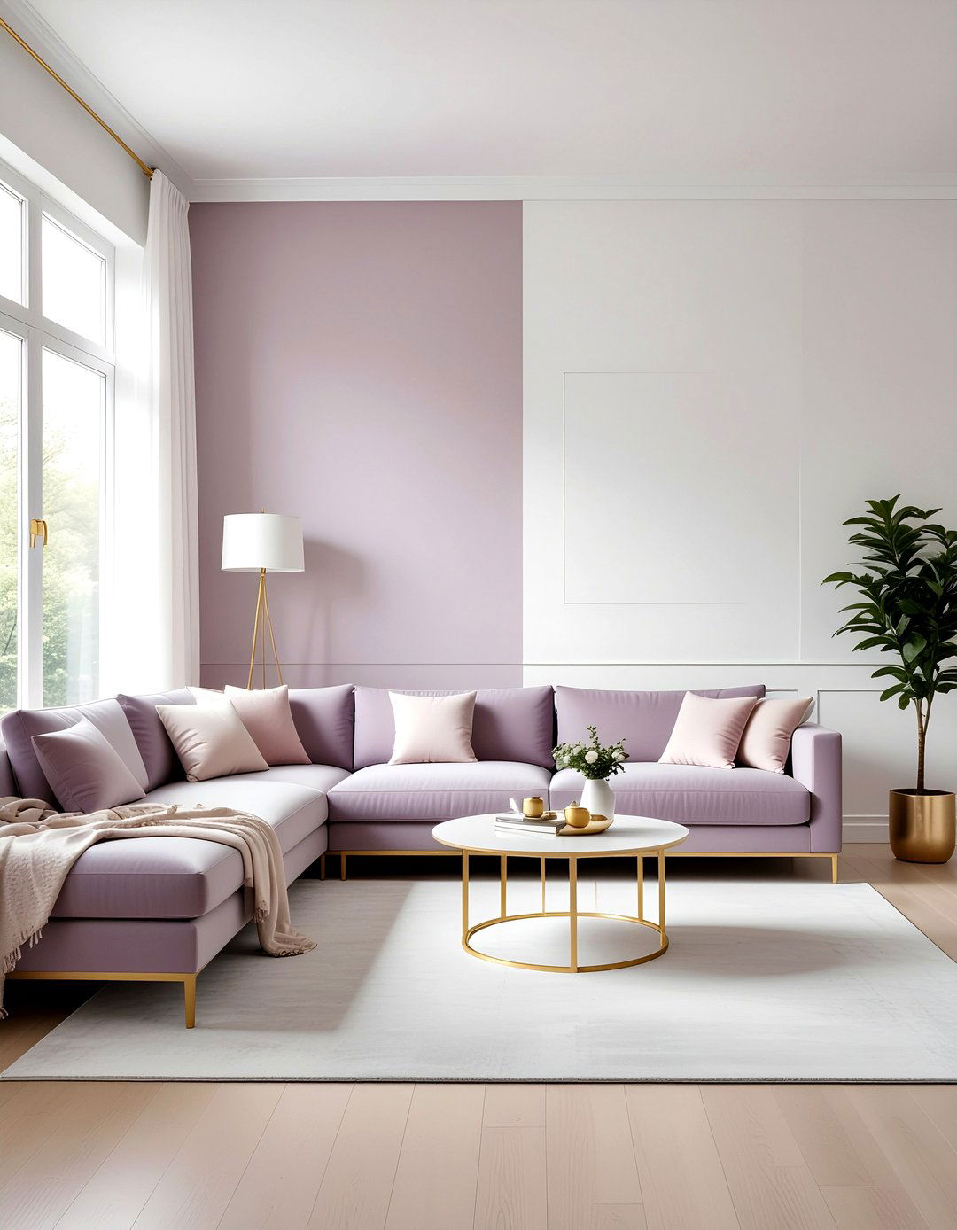Mauve And White Living Room Wall - 30 living room two tone walls