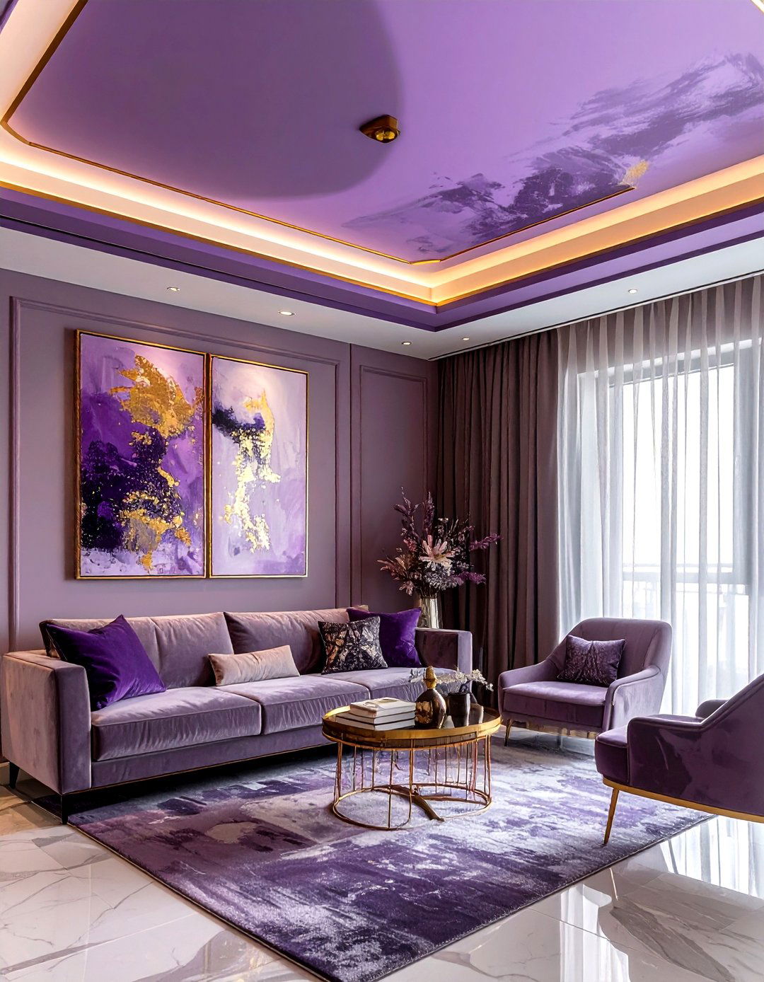 Mauve Ceiling - 30 living room ceiling color ideas