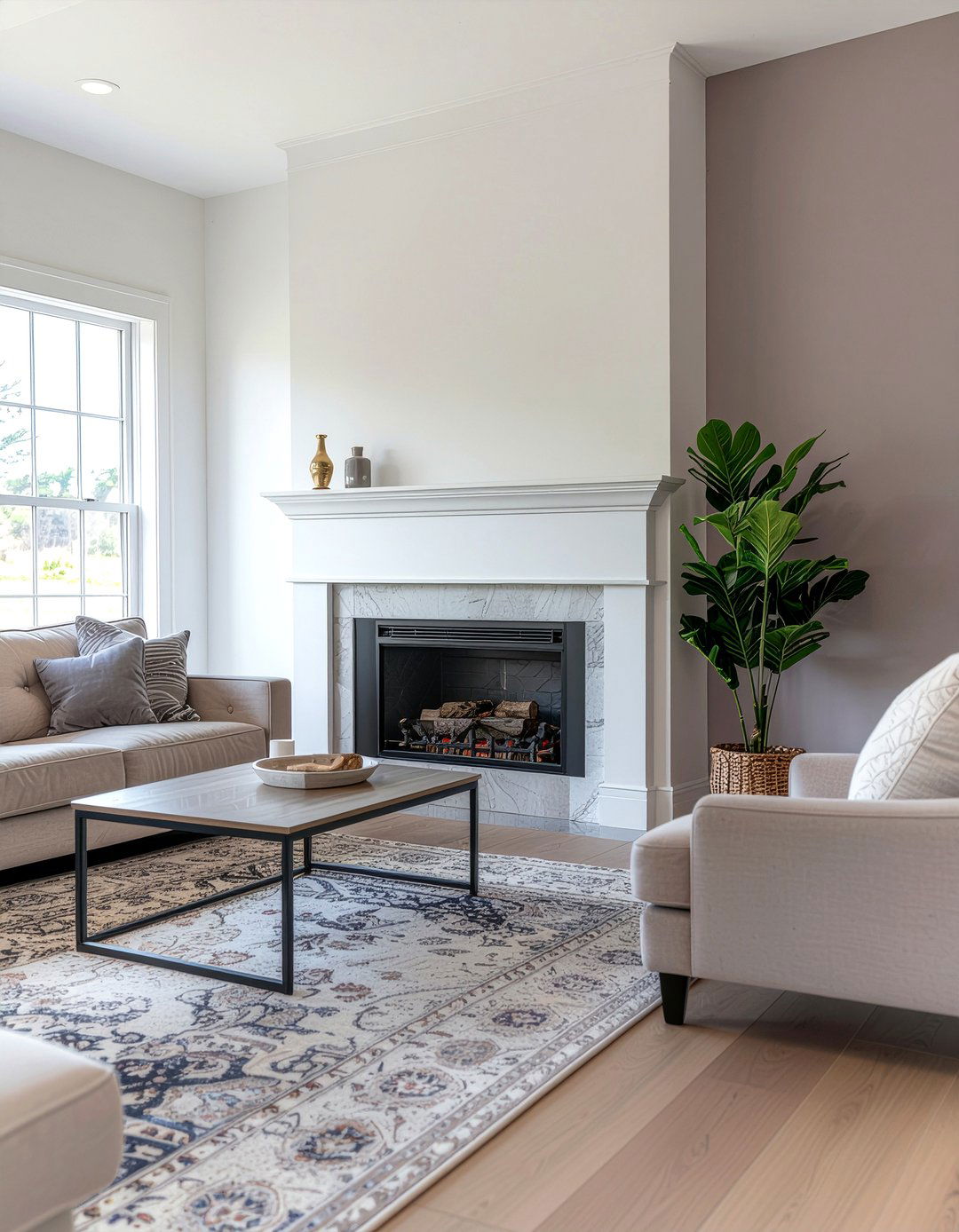 Mauve accent wall - 30 mauve living room ideas