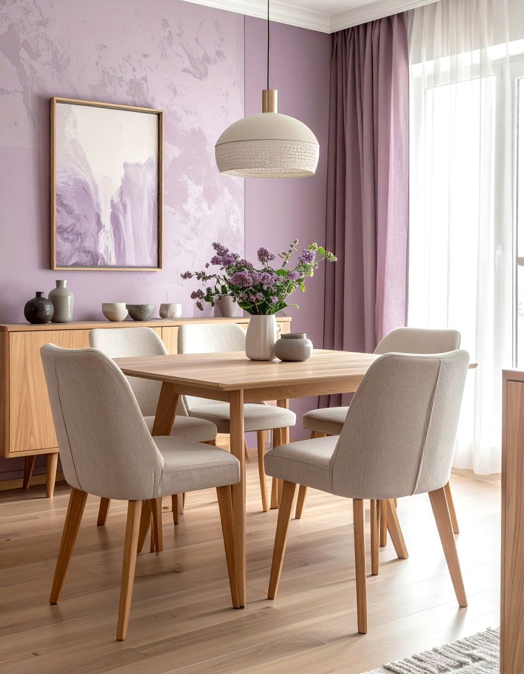 Mauve and beige dining room - 30 purple dining room color schemes