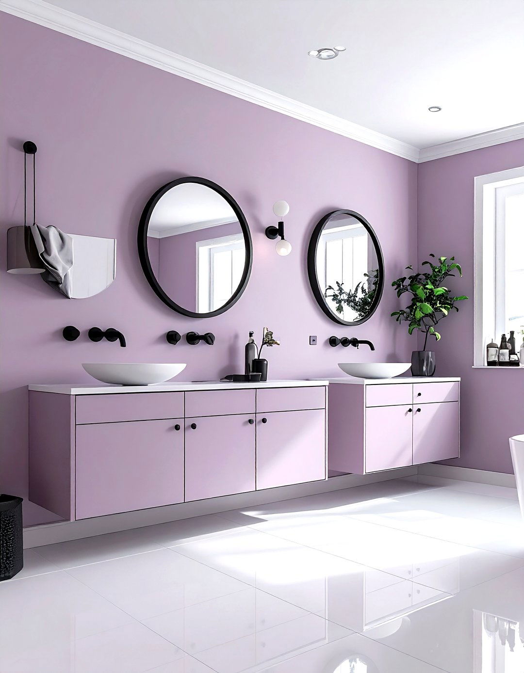 Mauve and black hardware - 30 mauve bathroom ideas