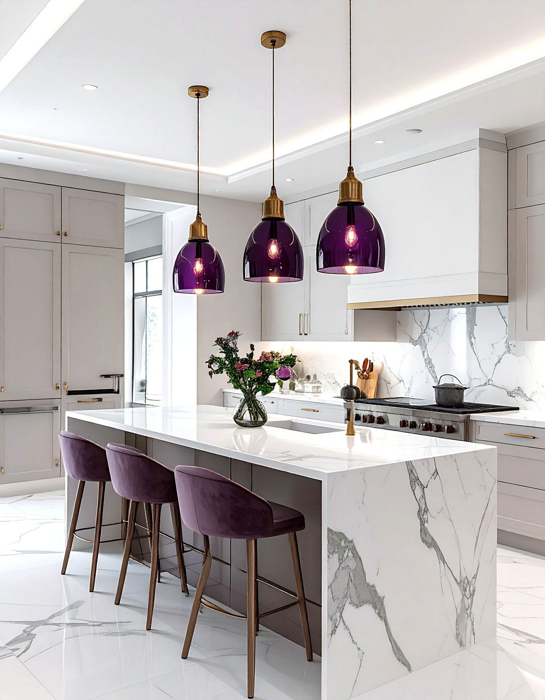 Mauve and brass lighting - 30 mauve bathroom ideas