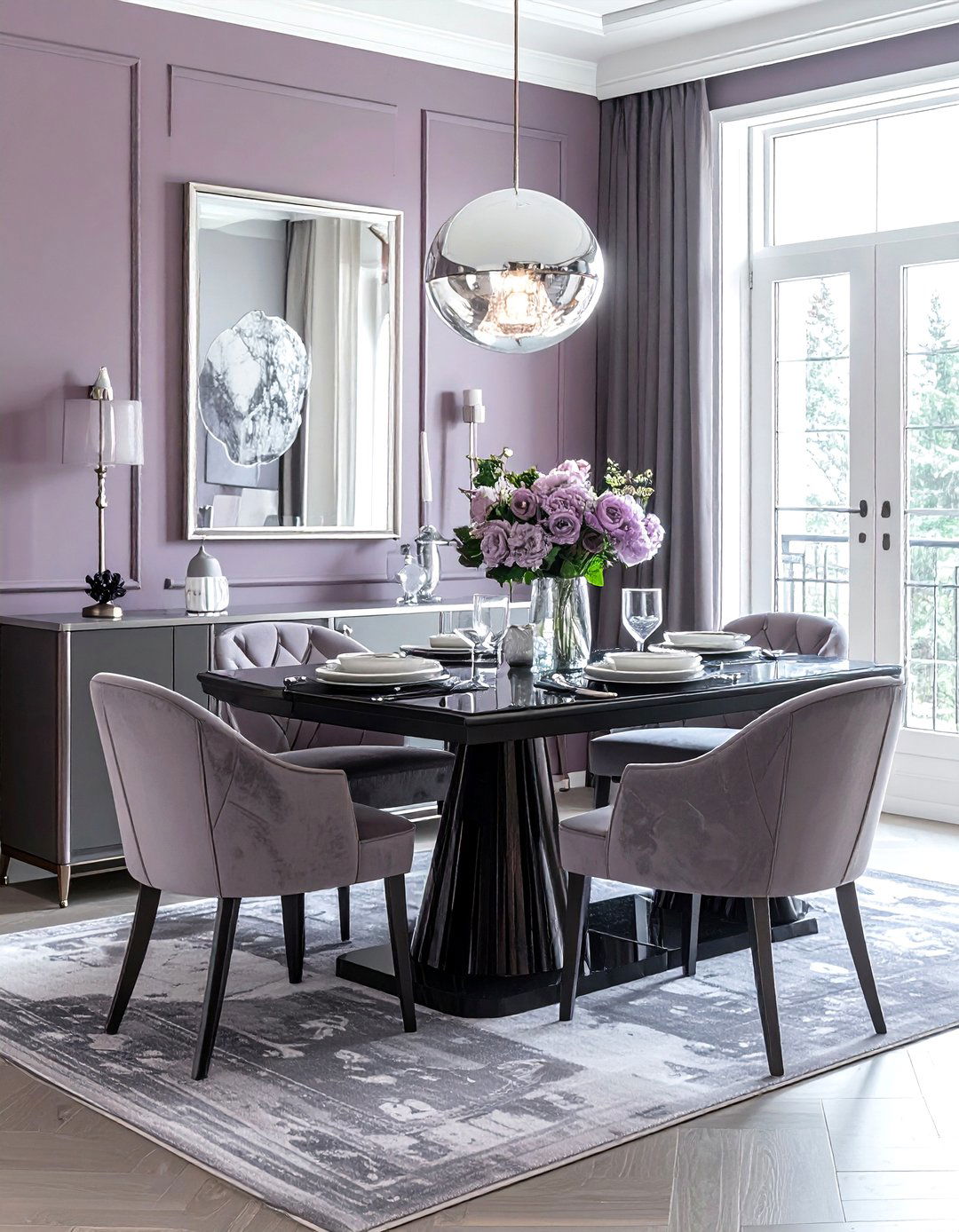 Mauve and charcoal dining room - 30 two-tone dining room ideas