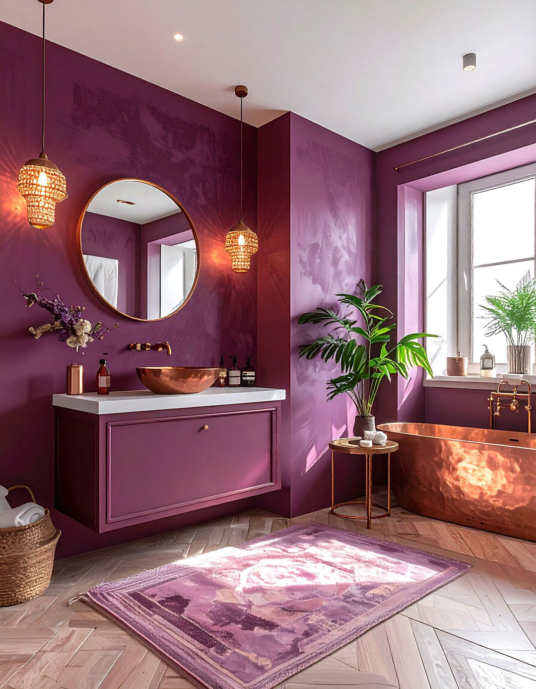 Mauve and copper bathroom - 30 pink bathroom color schemes
