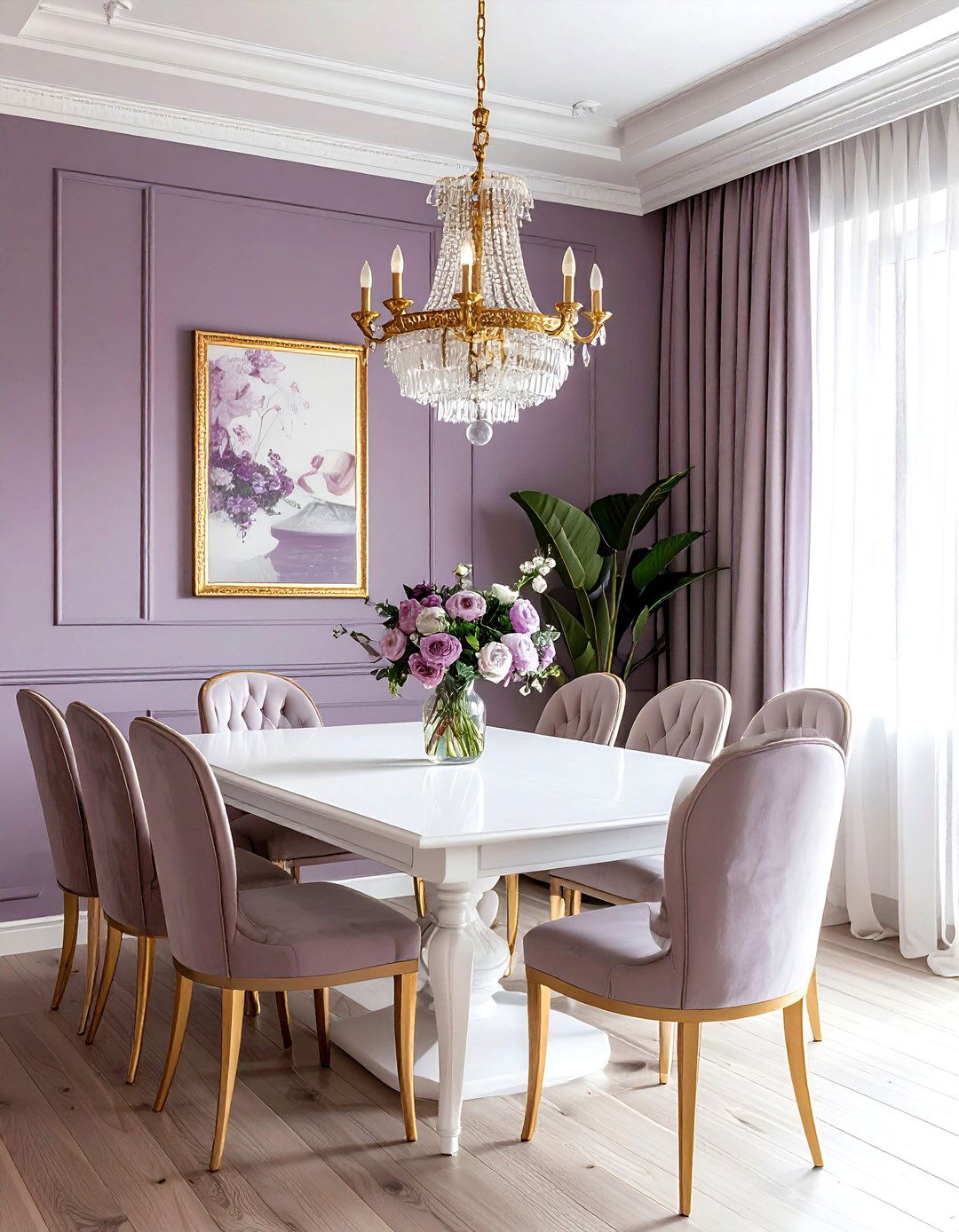 Mauve and gold dining room - 30 purple dining room color schemes
