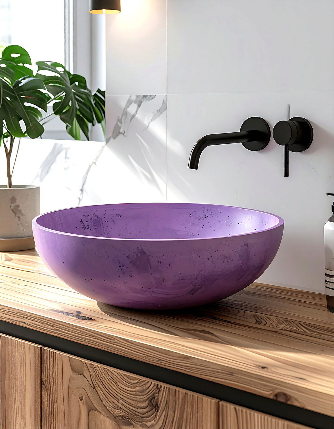 Mauve concrete sink - 30 mauve bathroom ideas