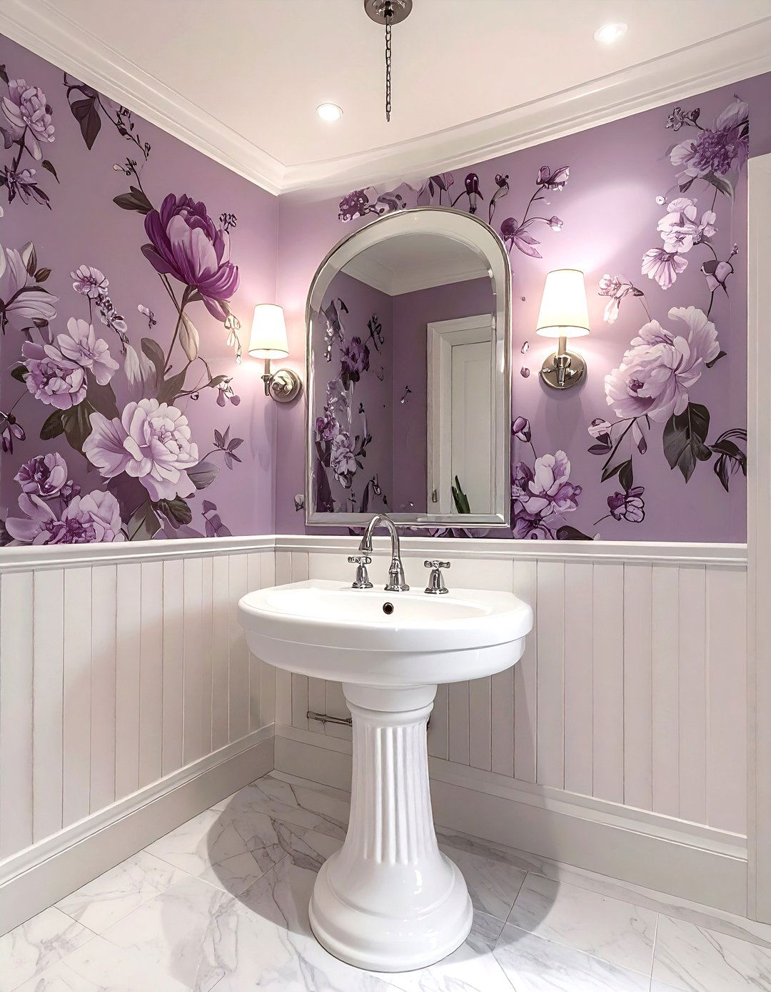 Mauve floral wallpaper - 30 mauve bathroom ideas