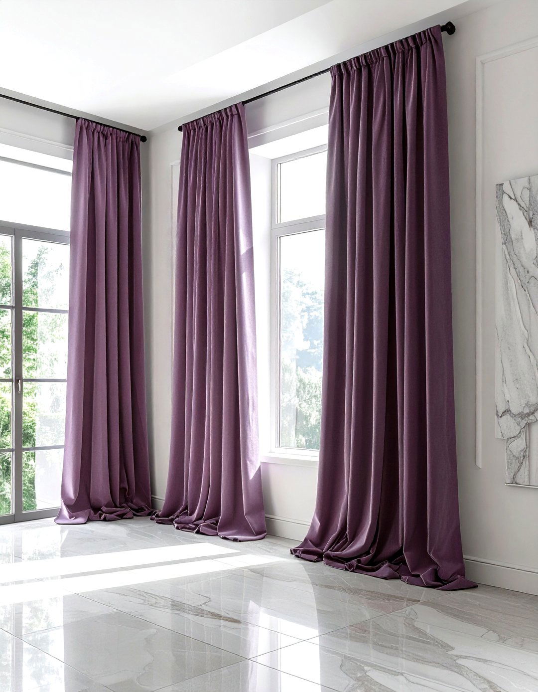 Mauve linen curtains - 30 mauve bathroom ideas