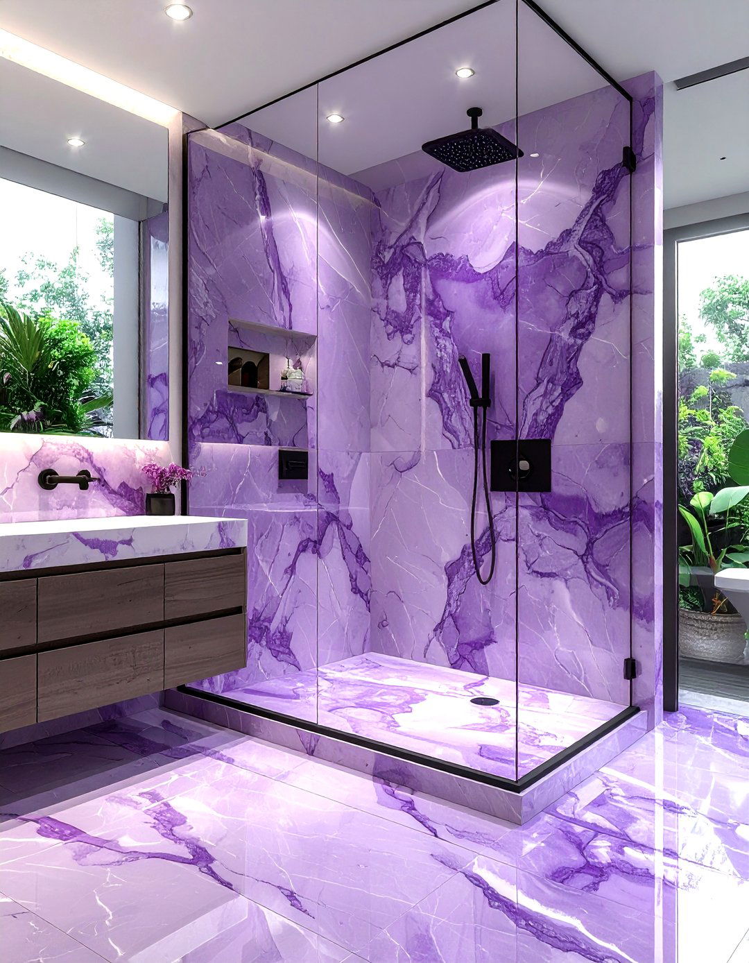 Mauve marble shower - 30 mauve bathroom ideas