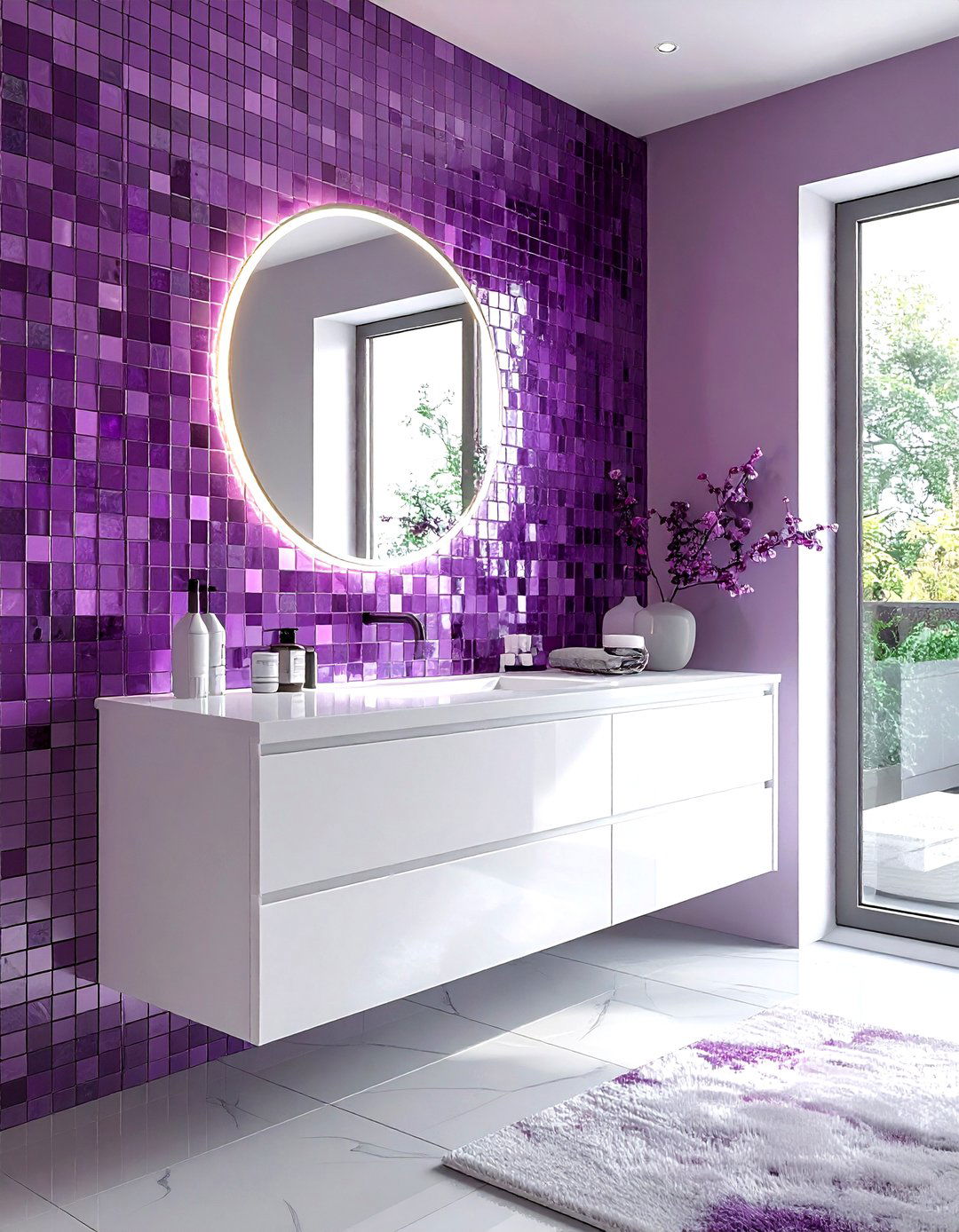 Mauve mosaic backsplash - 30 mauve bathroom ideas