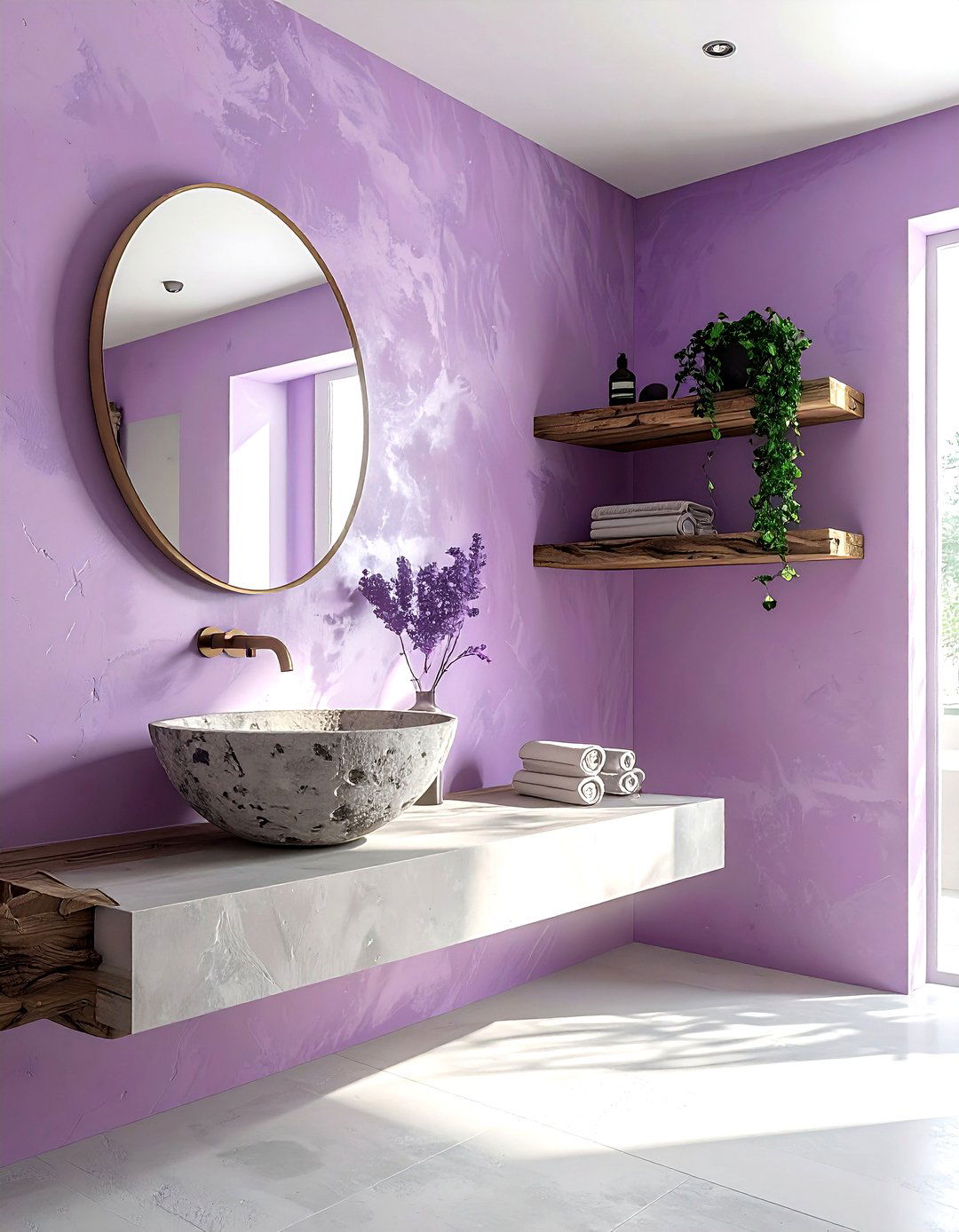 Mauve plaster walls - 30 mauve bathroom ideas