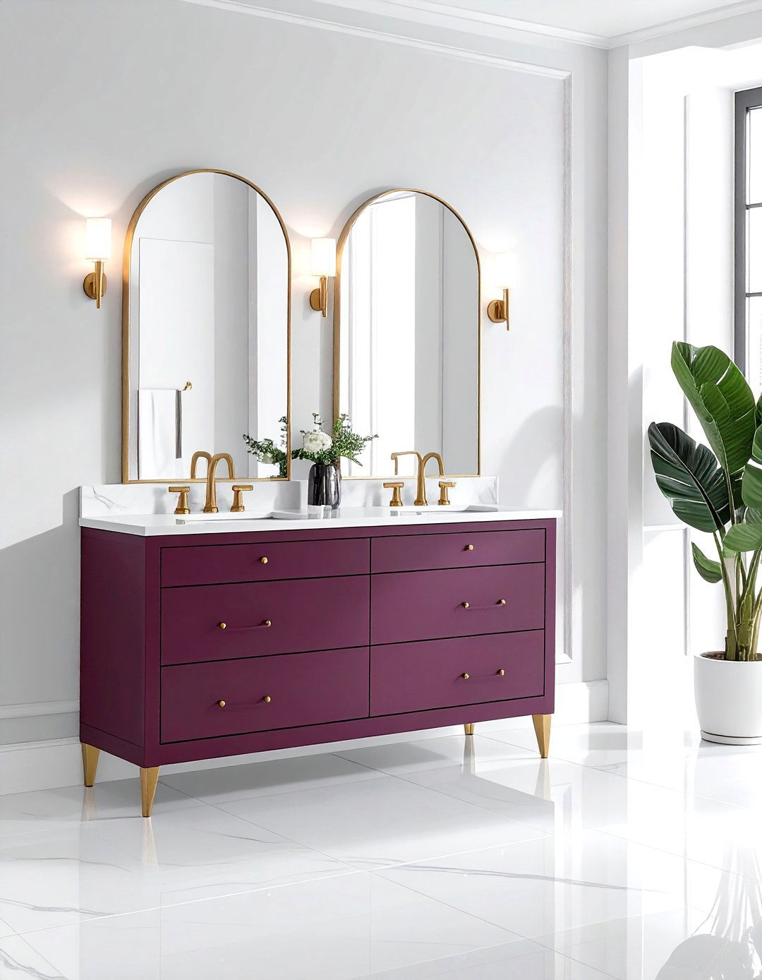 Mauve vanity cabinet - 30 mauve bathroom ideas