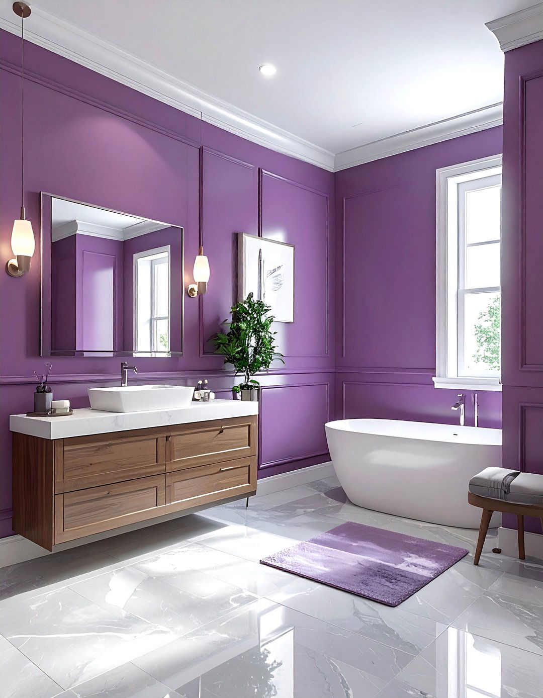 Mauve wall paint - 30 mauve bathroom ideas