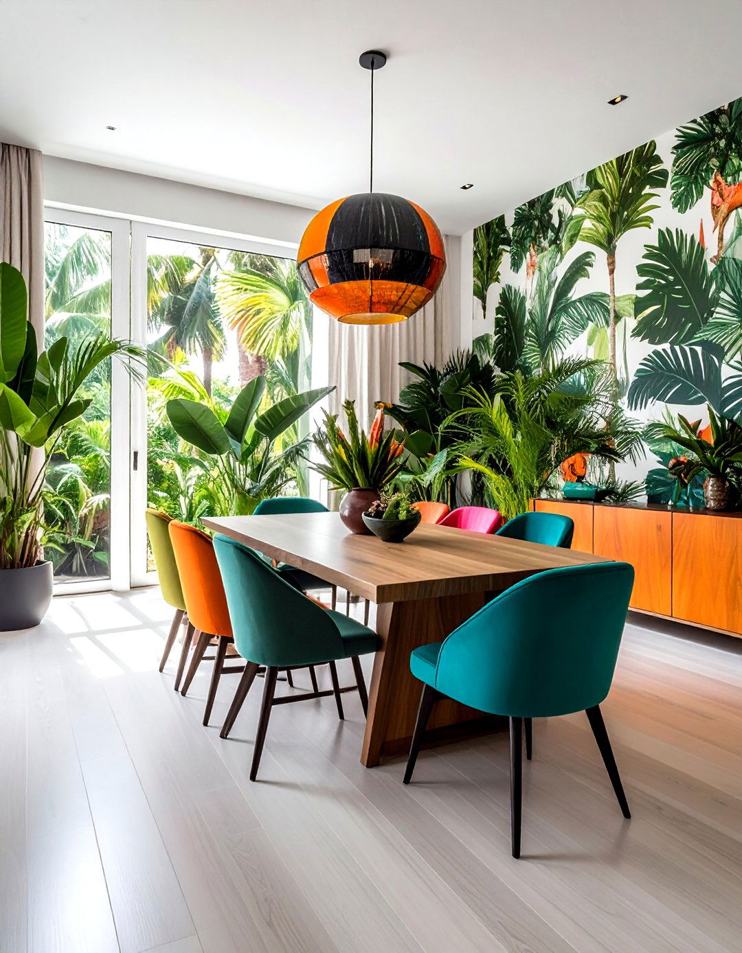 Maximalist Palm Forest Room - 30 dining room palm ideas