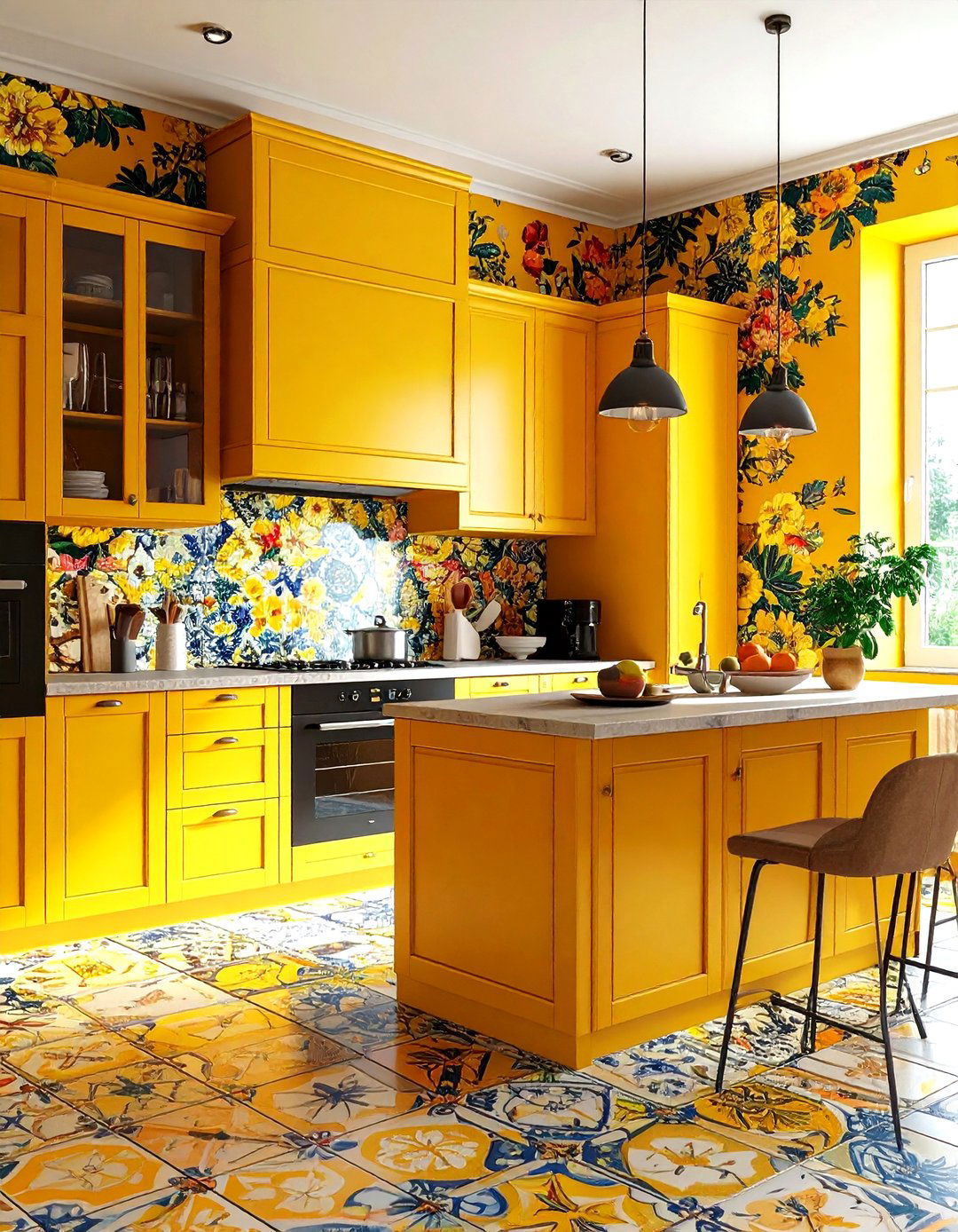 Maximalist yellow kitchen - 30 yellow kitchen decor ideas