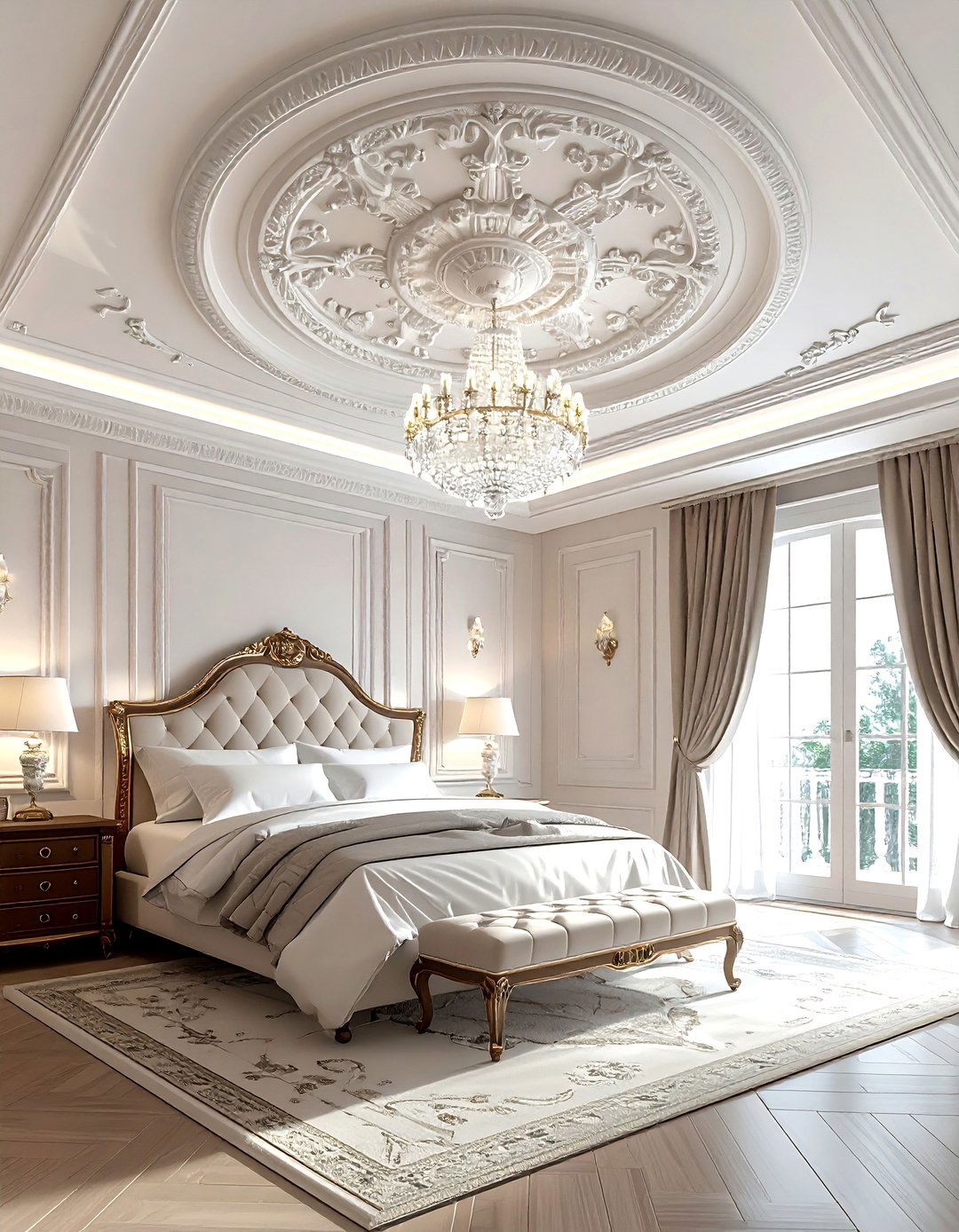 Medallion ceiling - 30 bedroom ceiling design ideas