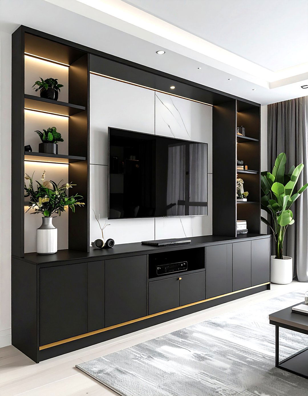 Media Console Cabinet - 30 living room hidden storage ideas