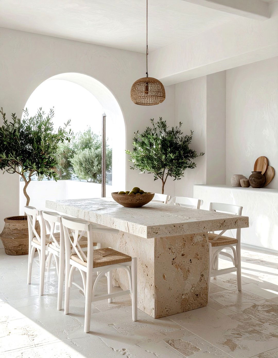 Mediterranean Beige White Dining Room - 30 beige and white dining room ideas