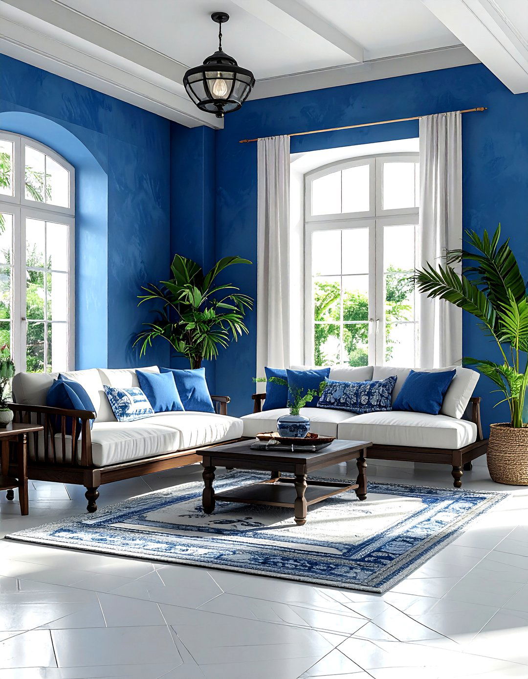 Mediterranean Blue Living Room - 30 blue living room design ideas