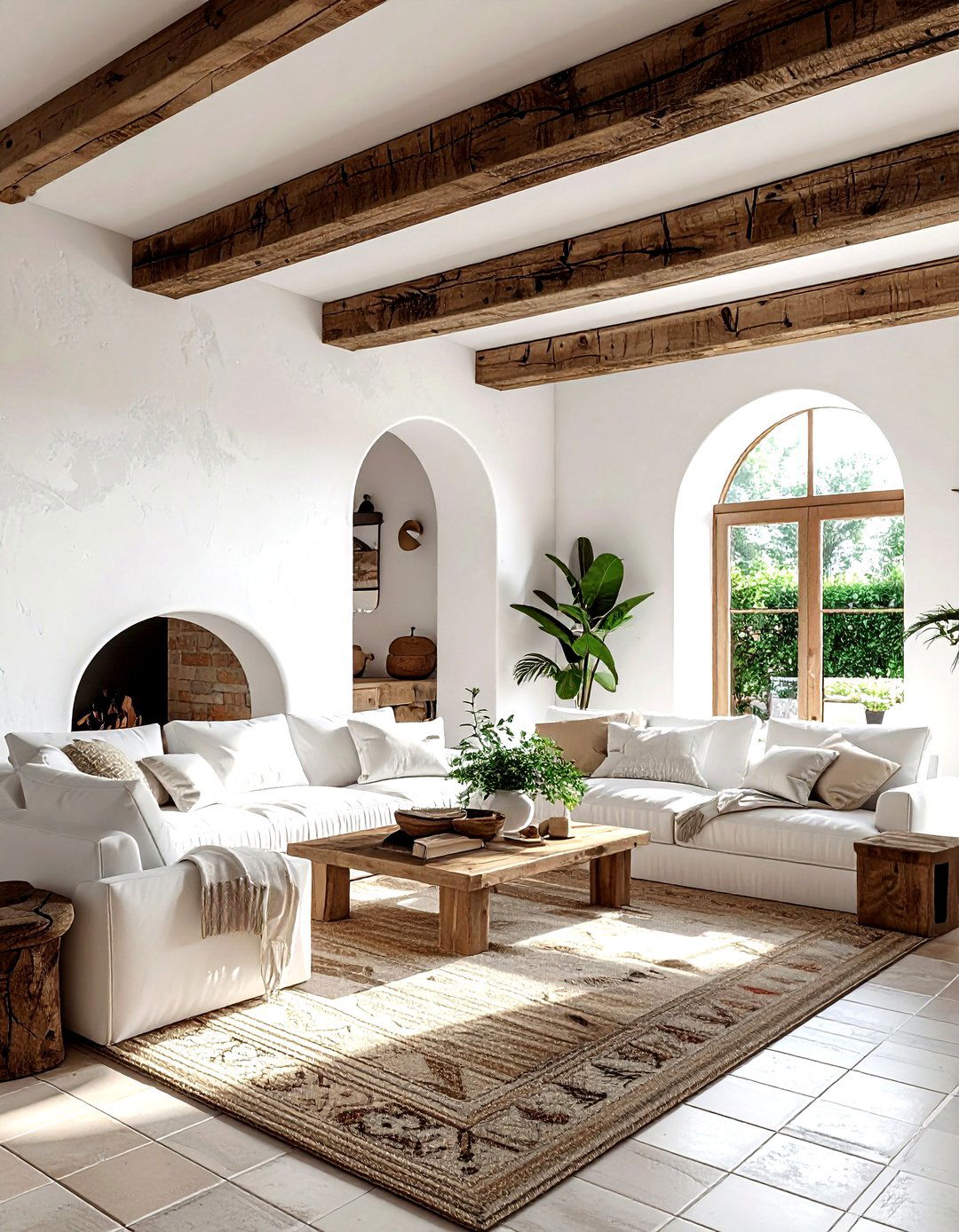 Mediterranean Living Room Heavy Timber - 30 living room post and beam ideas