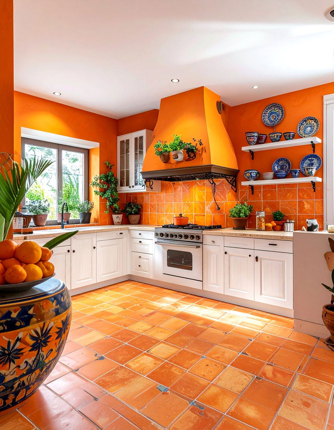 Mediterranean Orange Kitchen - 30 orange and white kitchen ideas