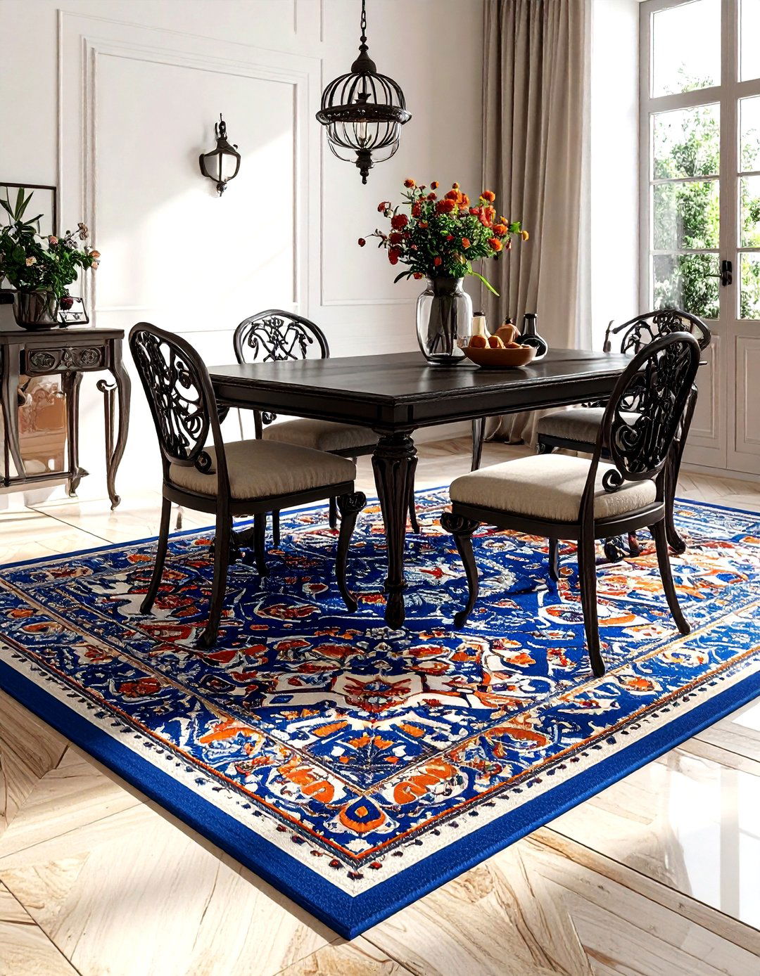 Mediterranean Style Rug - 30 indoor outdoor rug dining room ideas