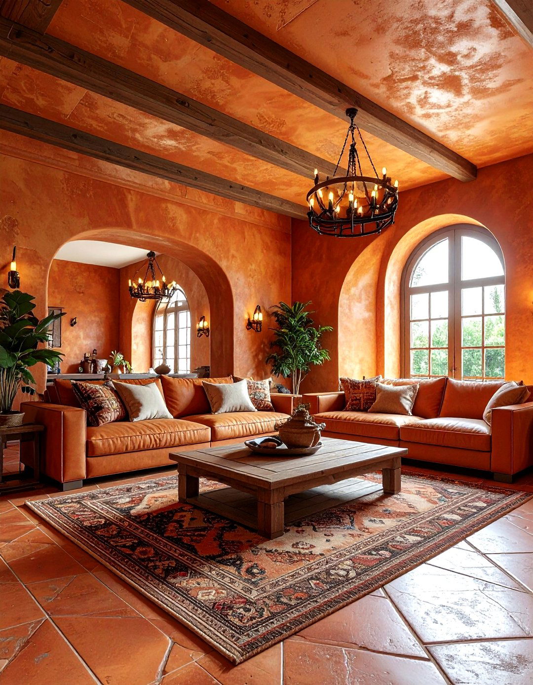 Mediterranean Terracotta Barrel Ceiling - 30 living room barrel ceiling ideas