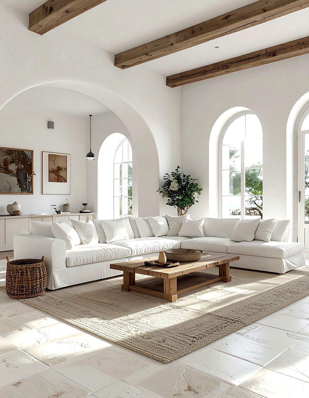 Mediterranean White Living Room - 30 modern white living room ideas