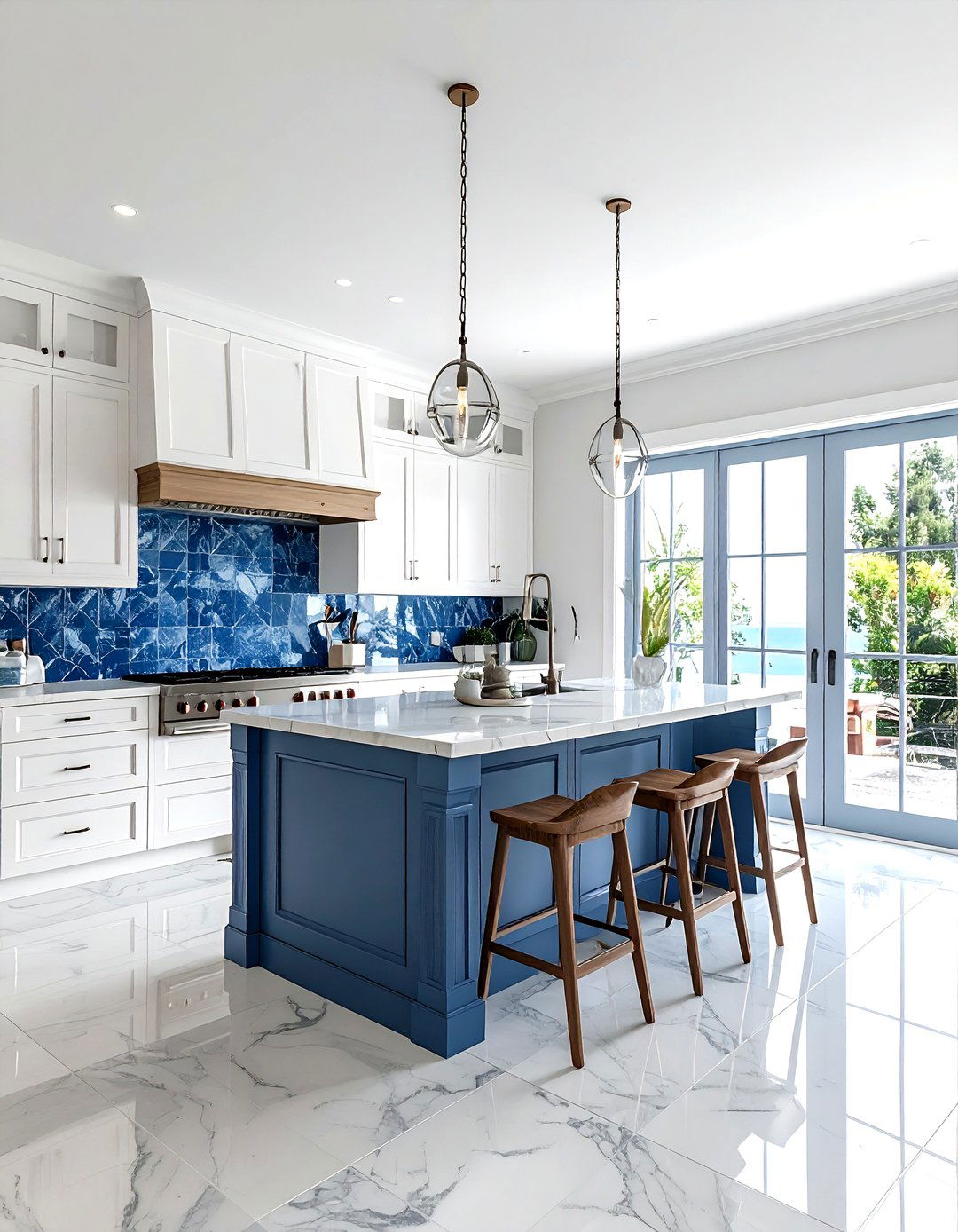 Mediterranean blue white kitchen - 30 global decor ideas