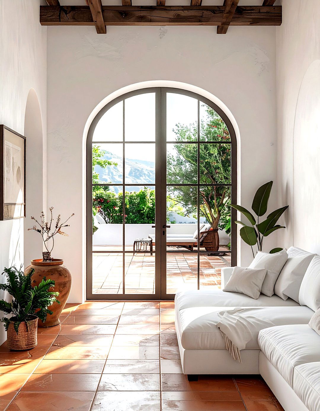 Mediterranean living room arched sliding door - 30 living room sliding doors