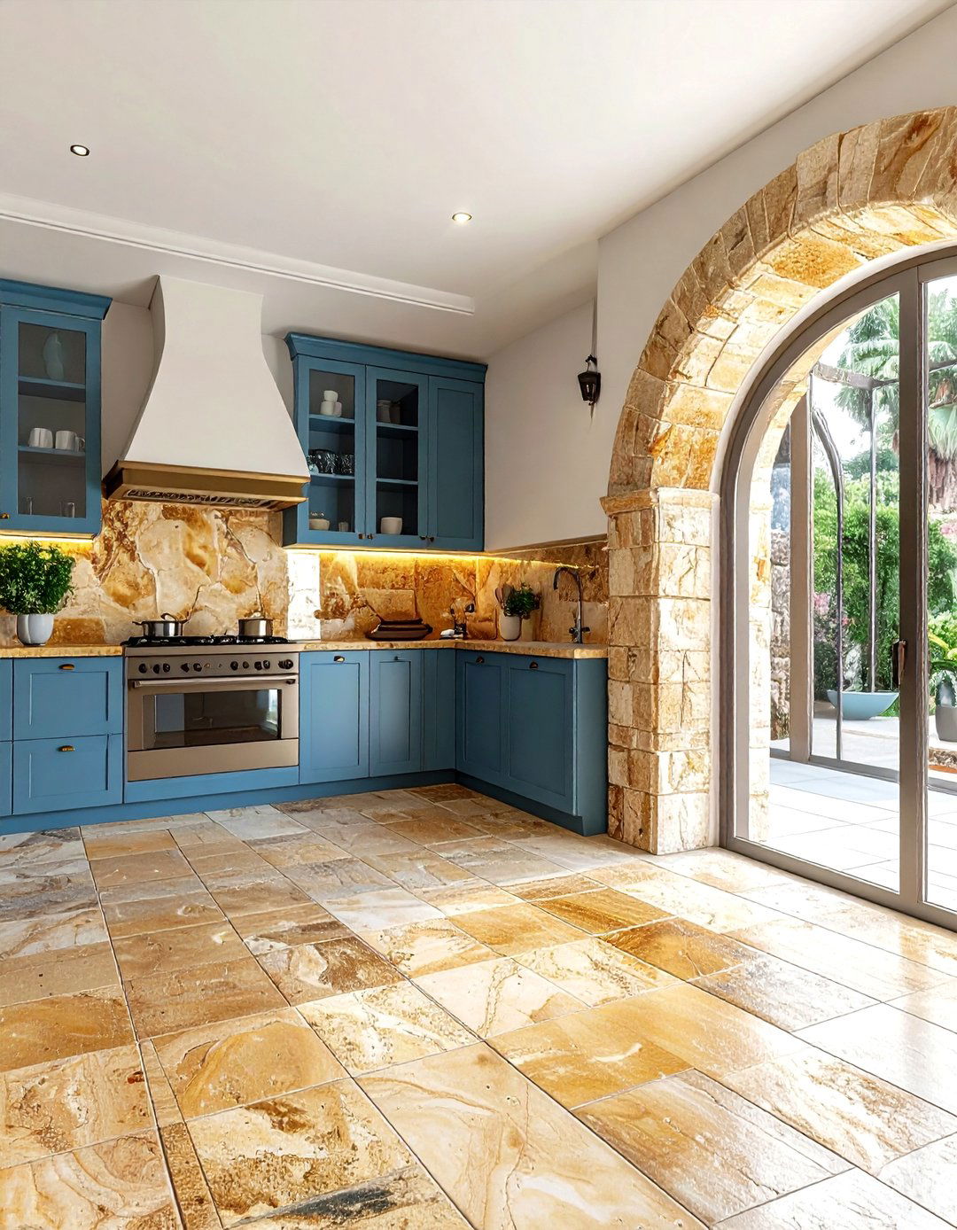 Mediterranean stone kitchen - 30 natural stone floor kitchen ideas
