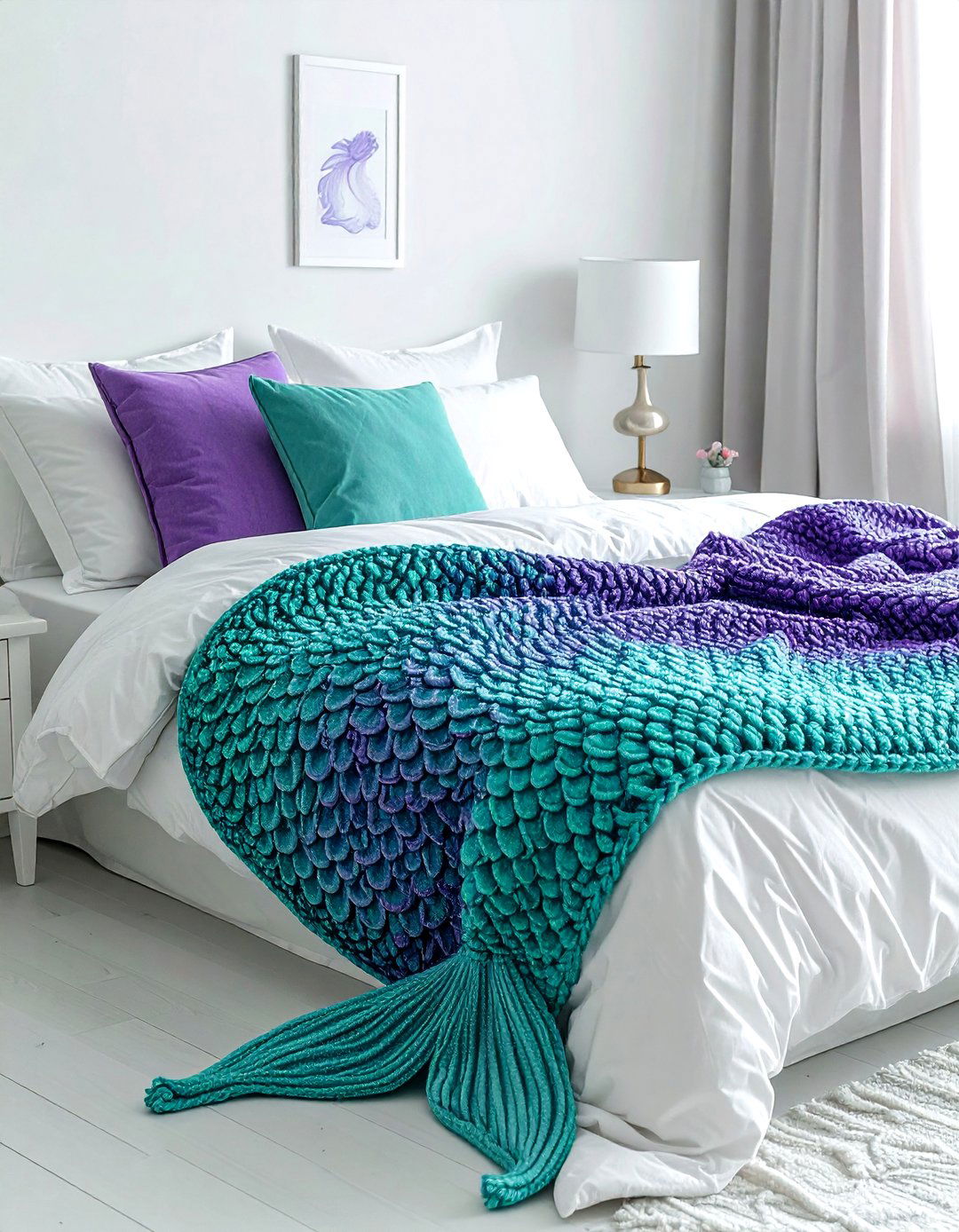 Mermaid Tail Blanket - 30 mermaid bedroom ideas