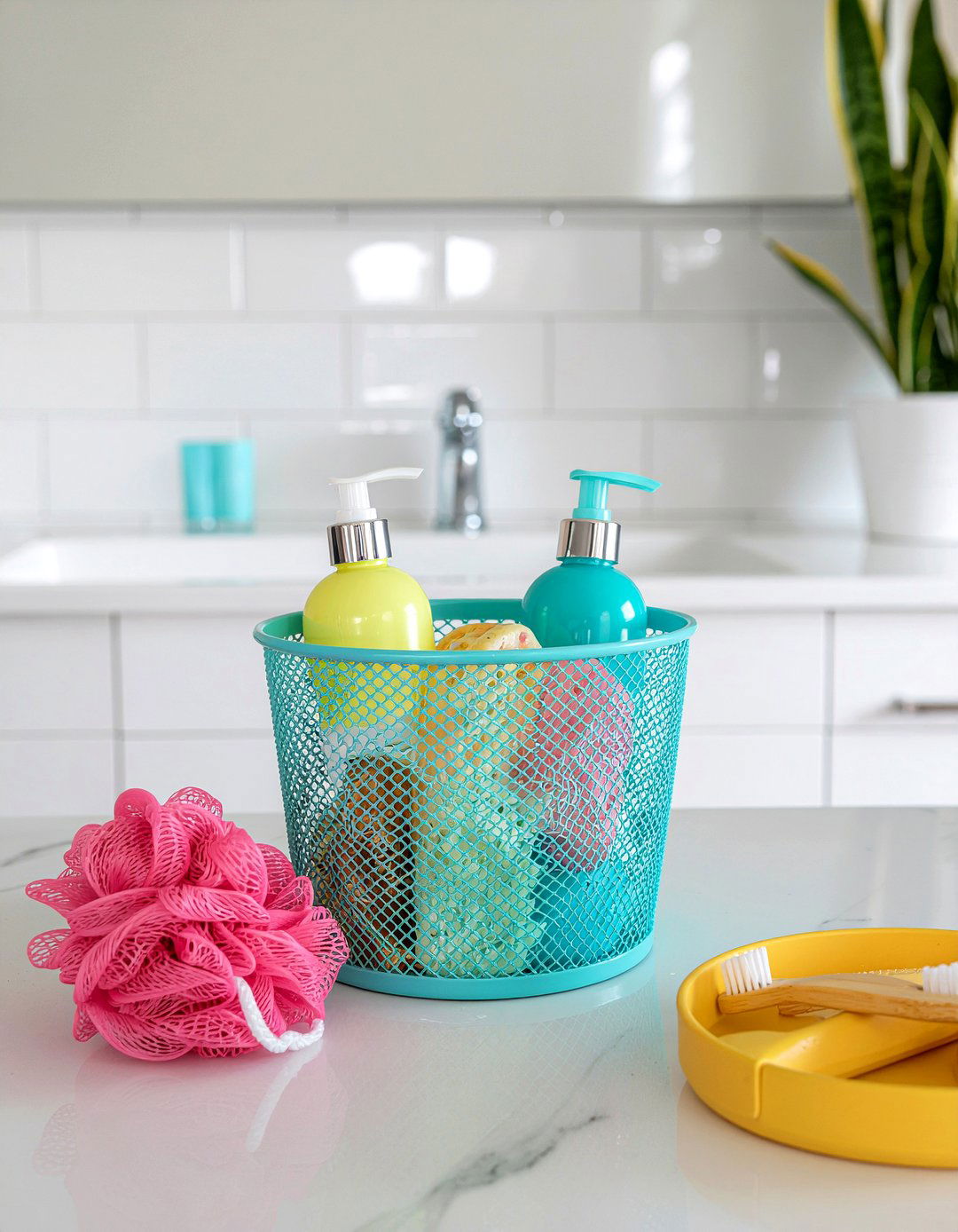 Mesh shower tote - 30 bathroom caddy ideas