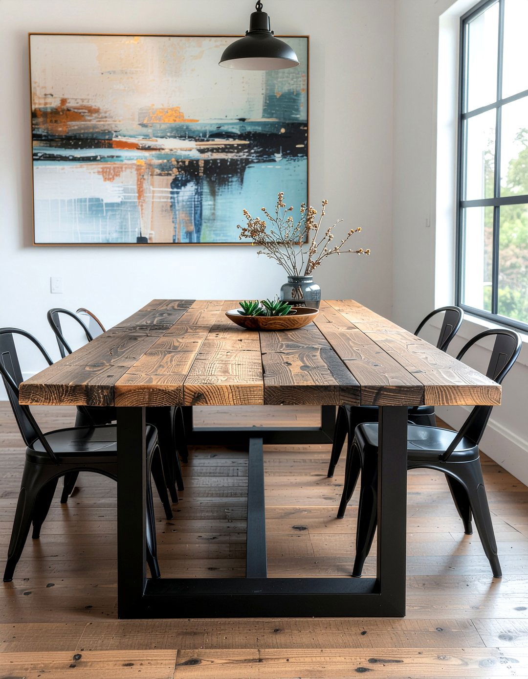 Metal Base Farmhouse Table - 30 farmhouse dining table ideas