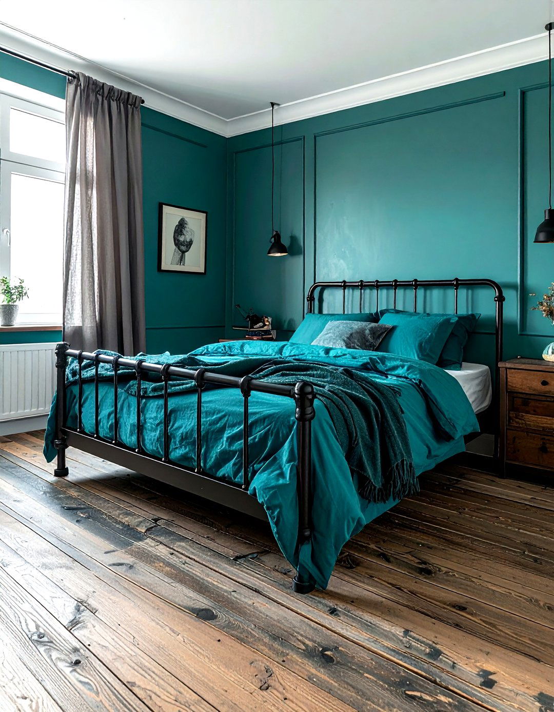 Metal Bed Frame Teal Bedroom - 30 industrial teal bedroom ideas