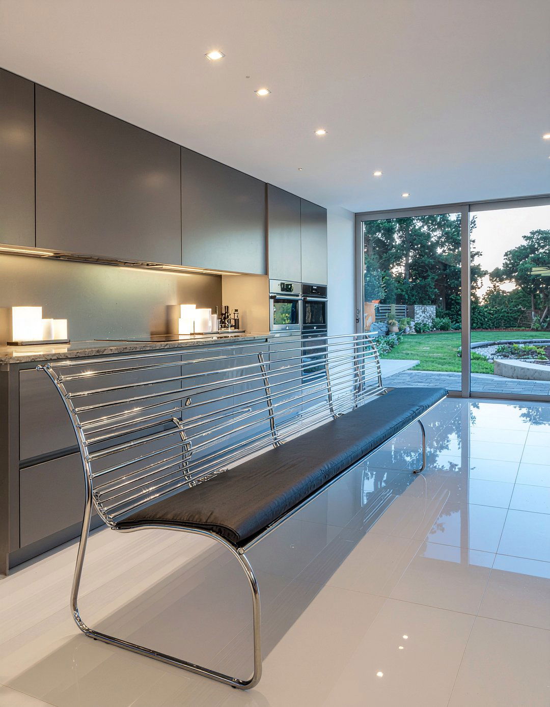 Metal Frame Curved Dining Bench - 30 curved dining bench ideas