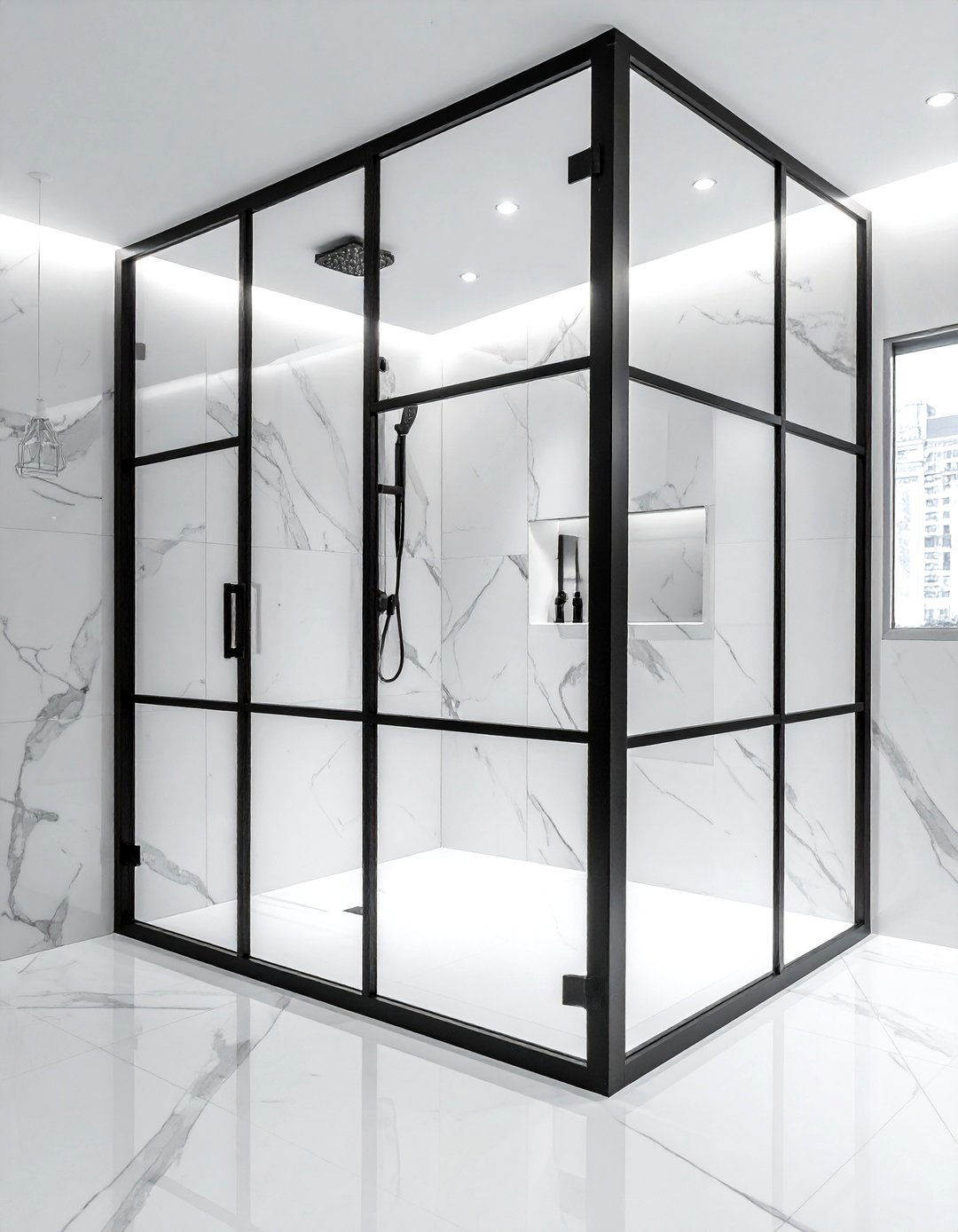 Metal Frame Shower Door - 30 urban bathroom ideas