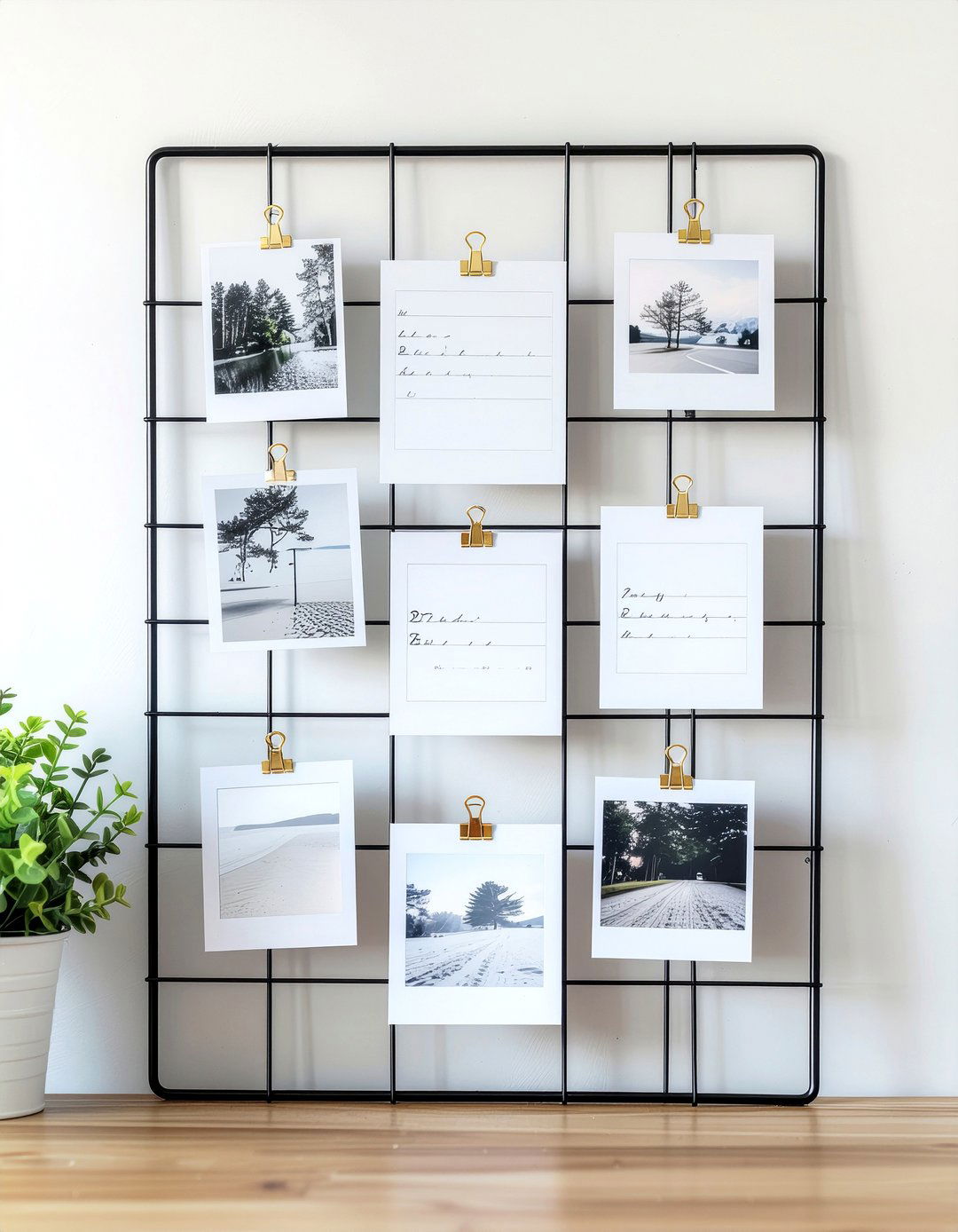 Metal Grid Photo Board - 30 family photo decor ideas