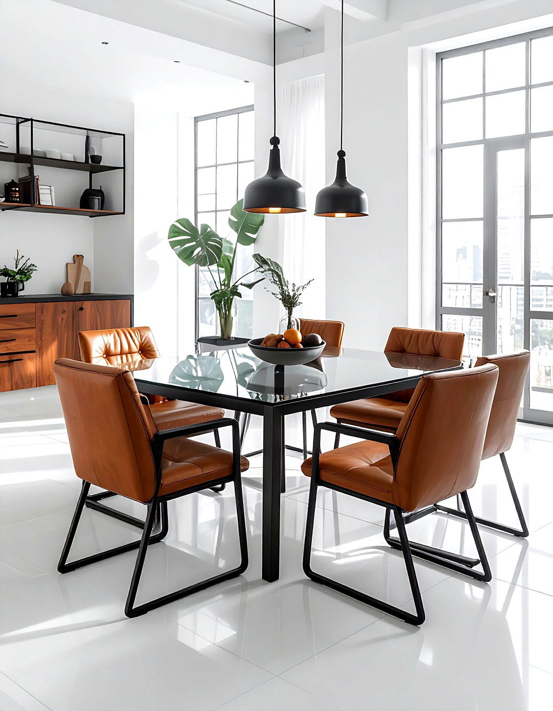 Metal Leather Dining - 30 leather dining room ideas