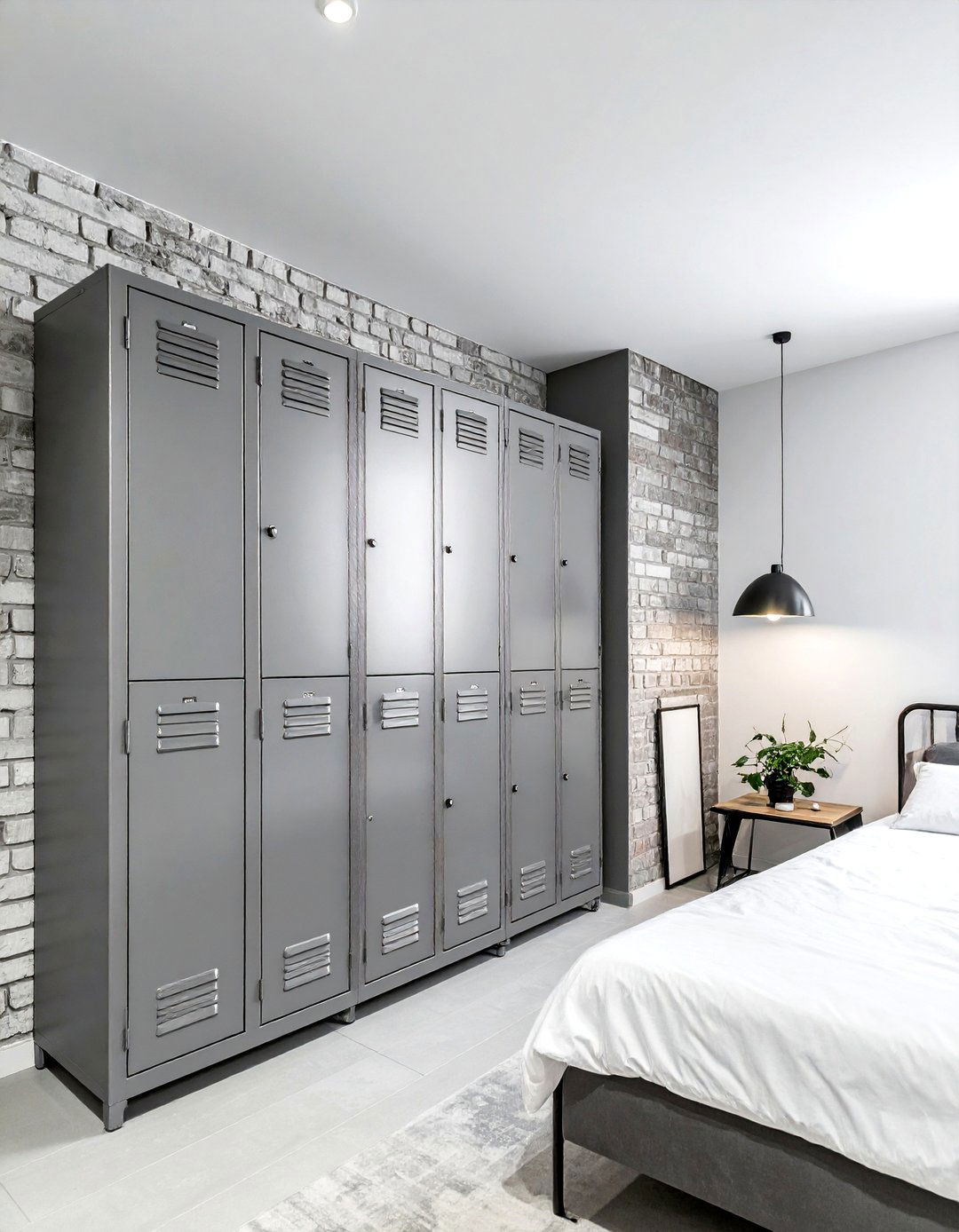 Metal Locker Storage - 30 industrial gray bedroom ideas