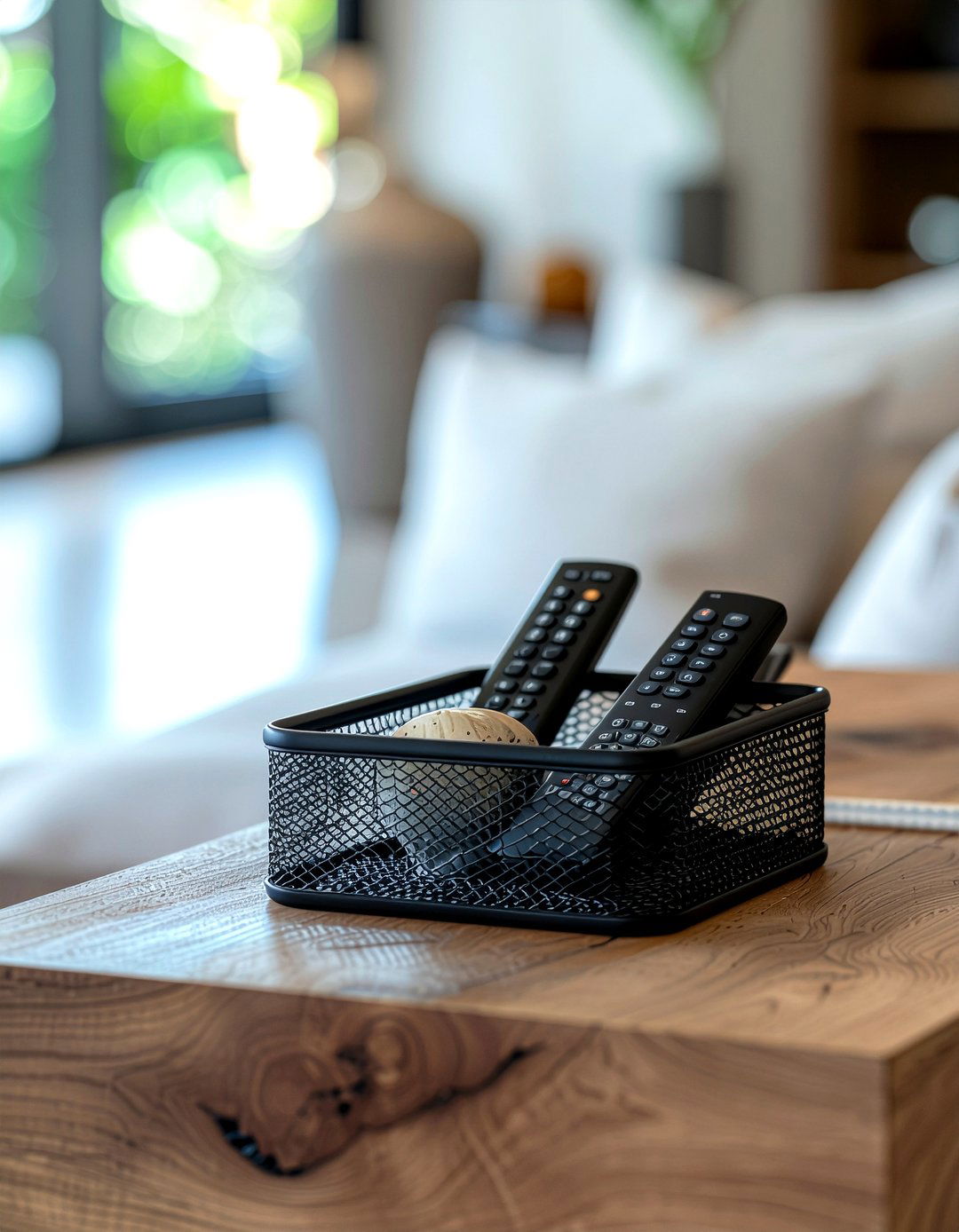Metal Mesh Basket - 30 living room remote control storage ideas